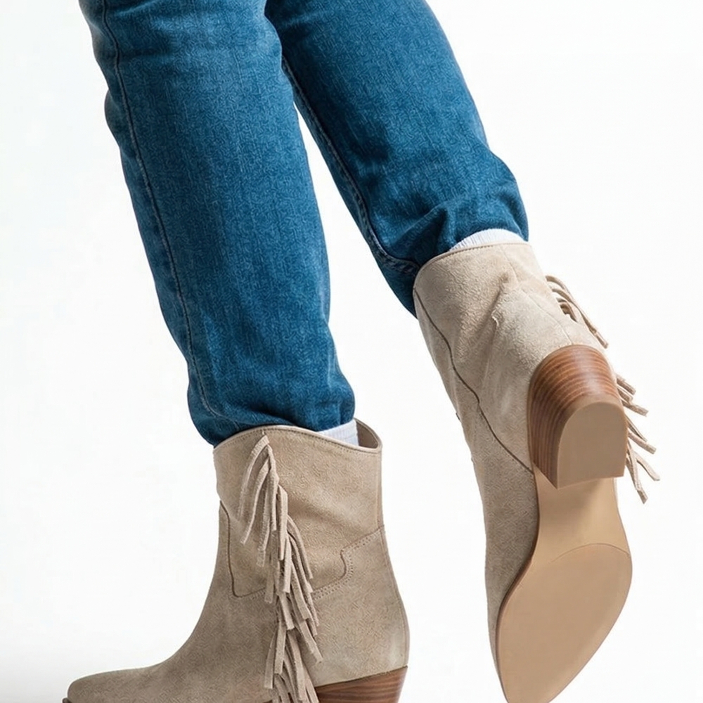 Steve Madden Beige Suede Fringe Boots